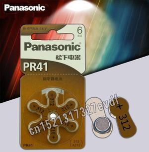 6PCS/LOT Genuine  PR41 Hearing Aid Batteries 7.9MM*3.6MM 312 Deaf-aid Cochlear Button Cell Batteries Aud