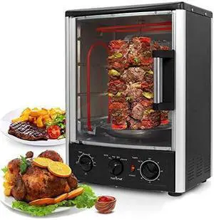 nutrichef upgraded multifunction rotisserie oven  vertical countertop oven with bake, turkey thanksgiving, broil roasting kebab rack with adjustable settings, 2 shelves 1500 watt  azpkrt97