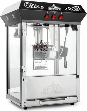 Olde Midway Bar Style Popcorn Machine Maker Popper with 10-Ounce Kettle - Black