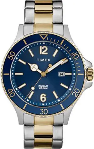 timex men's tw2r64700 harborside twotone/blue stainless steel bracelet watch timex men's tw2r64700 harborside twotone/blue stainless steel bracelet watch