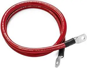 red 10 foot 2/0 awg battery cable by spartan power positive only 10 ft 3/8" ring terminals