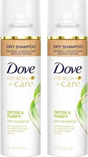 dove refresh + care dry shampoo  detox & purify  net wt. 5 oz 141 g per can  pack of 2 cans