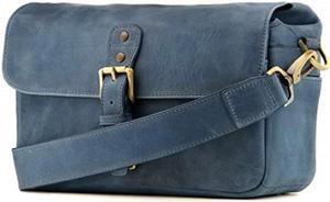 megagear genuine leather camera messenger bag for mirrorless, instant and dslr, blue mg1333