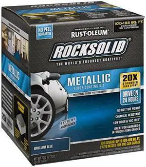 rustoleum 299745 rocksolid metallic garage floor coating kit, brilliant blue