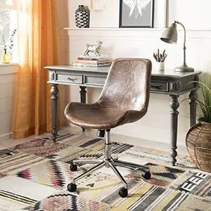 safavieh home collection fletcher swivel office desk chair, brown/chrome