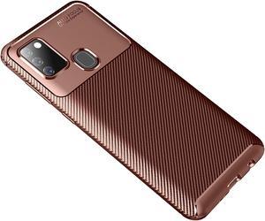 Samsung Galaxy A21S Case Cruzerlite Carbon Fiber Texture Design Cover AntiScratch Shock Absorption Case for Samsung Galaxy A21S 2020 Carbon Coffee