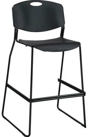 Lorell Heavy-duty Bistro Stack Chairs - Black Plastic Seat - Black Plastic...