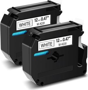 GREENCYCLE Compatible Brother M-K231 M231 MK231 Label Tape 0.47 Inch (12mm) x 26.2 Feet (8m) use in Brother PT-100 PT-110 PT-65 PT-45M PT-70 PT-80 PT-90 Printer (2 Pack, Black on White)