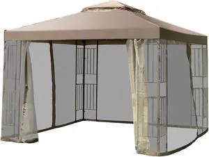 Costway Outdoor 10'x10' Gazebo Canopy Shelter Awning Tent Patio Screw-free structure Garden
