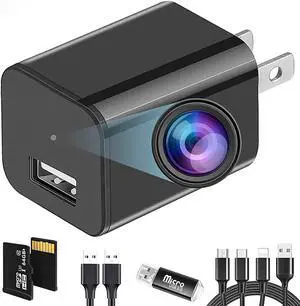 Hidden Camera Charger Spy Camera Usb Charger Camera Hidden Nanny Cam Hidden Spy Camera Full Hd 1080P 64Gb Sd Card Motion Detection Surveillance Camera For Indoor Home Security Monitoring Use