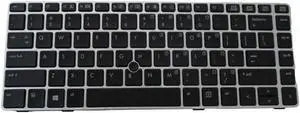 Keyboard with Pointer for HP Elitebook 8460P 8470P Laptops - Silver Frame