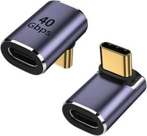Zell 90 Degree Right Angle Usb C Male To Usb C Female Adapter, Up And Down Usb Type C Adapter Extender For Steam Deck, Switch, Notebook, Pc, Tablet, Phone And More - 2 Pack