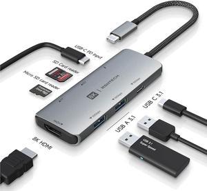 USB 3.2/3.1 Gen 2 Hub, 4-Port Powered USB Gen 2 Hub (USB-C to USB-A x3 &  USB-C), Aluminum 10Gbps SuperSpeed USB-C Data Hub for Mac/Laptop/PC,  Compact