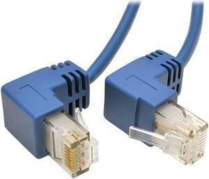 Tripp Lite Cat6 Gigabit Snagless Molded Slim UTP Patch Cable with Right-Angle Connectors (RJ45 M/M), Blue, 2 ft. (N201-SR2-BL)