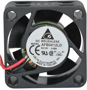 Delta Electronics AFB0412LD FAN,12VDC,3.88CFM,40x40x20, BALL,13"LDS,25dBA 2 pcs