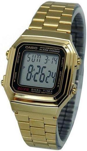 Casio A178WGA-1A Mens Gold Tone LED Light Afterglow Alarm Chronograph Watch