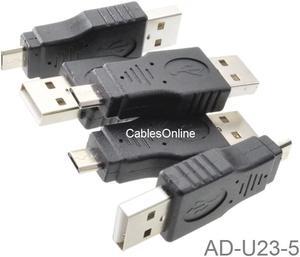 5-Pack USB 2.0 A-Type Male to Micro-B Male Adapter, CablesOnline AD-U23-5