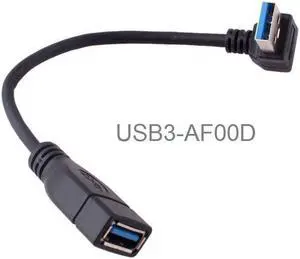 8in USB 3.0 A-Male Down-Angle to A-Female Short Extension Cable, USB3-AF00D