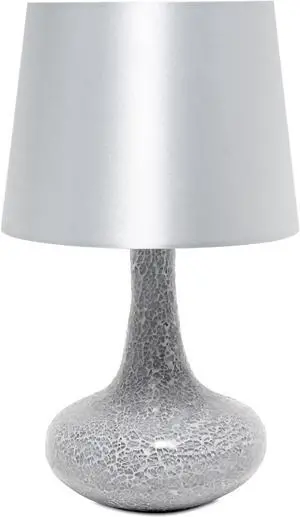 Simple Designs Mosaic Tiled Glass Genie Table Lamp with Fabric Shade