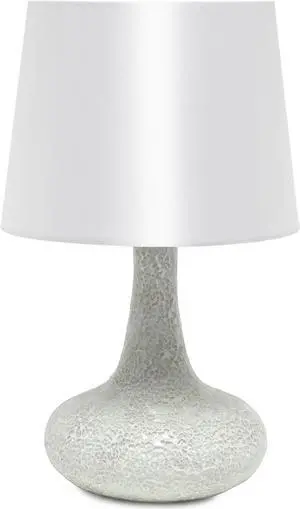 Simple Designs Mosaic Tiled Glass Genie Table Lamp with Fabric Shade
