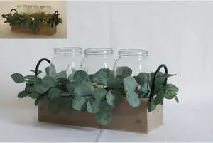 LED Nat Wood Box With Greenery