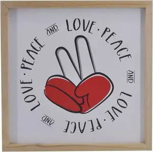 Wooden Love Peace Finger Sign Decorative Wall Art