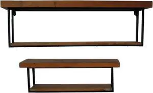 Cumberland Wood and Metal Wall Shelf - Set of 2