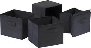 Capri Set of 4 Foldable Black Fabric Baskets 22411