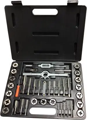 Drill America DWT40PC-MM-ROUND 3-12mm Carbon Steel Tap and Die Set with Round Die