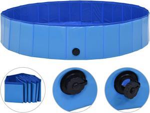vidaXL Foldable Dog Swimming Pool Blue 63"x11.8" PVC