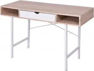 vidaXL Desk with 1 Drawer Oak and White