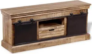 vidaXL TV Stand TV Console Sideboard with 2 Sliding Doors Solid Mango Wood