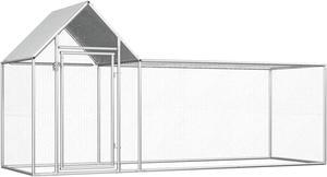 vidaXL Chicken Coop 9.8'x3.3'x4.9' Galvanized Steel