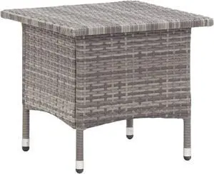 vidaXL Tea Table Gray 19.7"x19.7"x18.5" Poly Rattan
