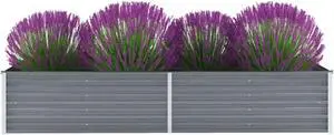 vidaXL Garden Raised Bed Galvanized Steel 94.5"x31.5"x17.7" Gray