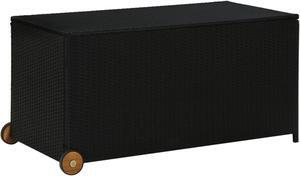 vidaXL Garden Storage Box Black 51.2"x25.6"x45.3" Poly Rattan
