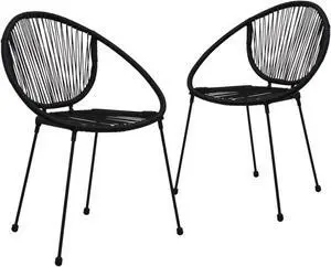 vidaXL Garden Chairs 2 pcs PVC Rattan Black