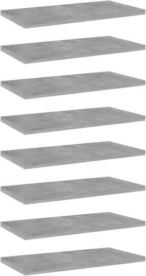 vidaXL Bookshelf Boards 8 pcs Concrete Gray 15.7"x7.9"x0.6" Chipboard