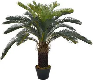 vidaXL Artificial Plant Cycas Palm with Pot Green 35.4"