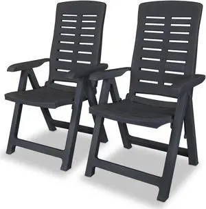 vidaXL Reclining Garden Chairs 2 pcs Plastic Anthracite
