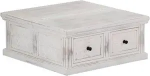 vidaXL Coffee Table White 27.6"x27.6"x11.8" Solid Mango Wood