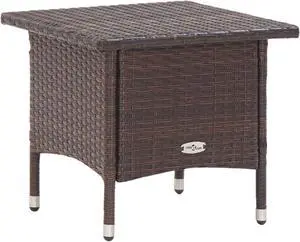 vidaXL Tea Table Brown 19.7"x19.7"x18.5" Poly Rattan