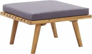 vidaXL Garden Footstool with Cushion 23.6"x23.6"x11.4" Solid Acacia Wood
