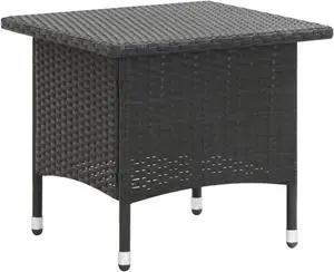 vidaXL Tea Table Black 19.7"x19.7"x18.5" Poly Rattan