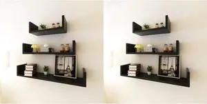 vidaXL Wall Shelves 6 pcs Black vidaXL Wall Shelves 6 pcs Black