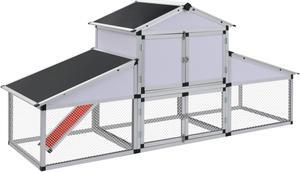 vidaXL Chicken Coop with Runs and Nest Box Aluminium