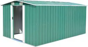 vidaXL Garden Shed 101.2"x156.7"x70.1" Metal Green
