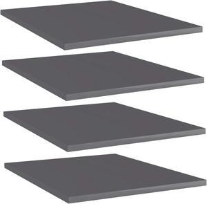 vidaXL Bookshelf Boards 4 pcs High Gloss Gray 15.7"x19.7"x0.6" Chipboard