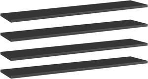 vidaXL Bookshelf Boards 4 pcs High Gloss Black 39.4"x7.9"x0.6" Chipboard