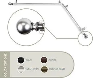 Lex Corner Window Curtain Rod 13/16 inch 28-48" - Satin Nickel